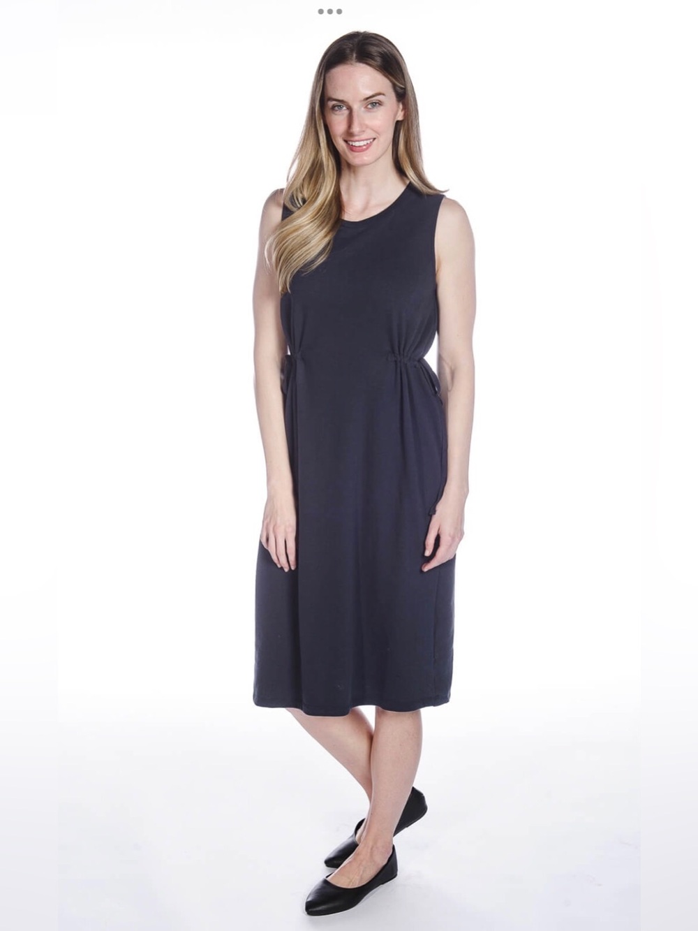 DKR Apparel Fleece Dress with Cinched Waist Ties-Black